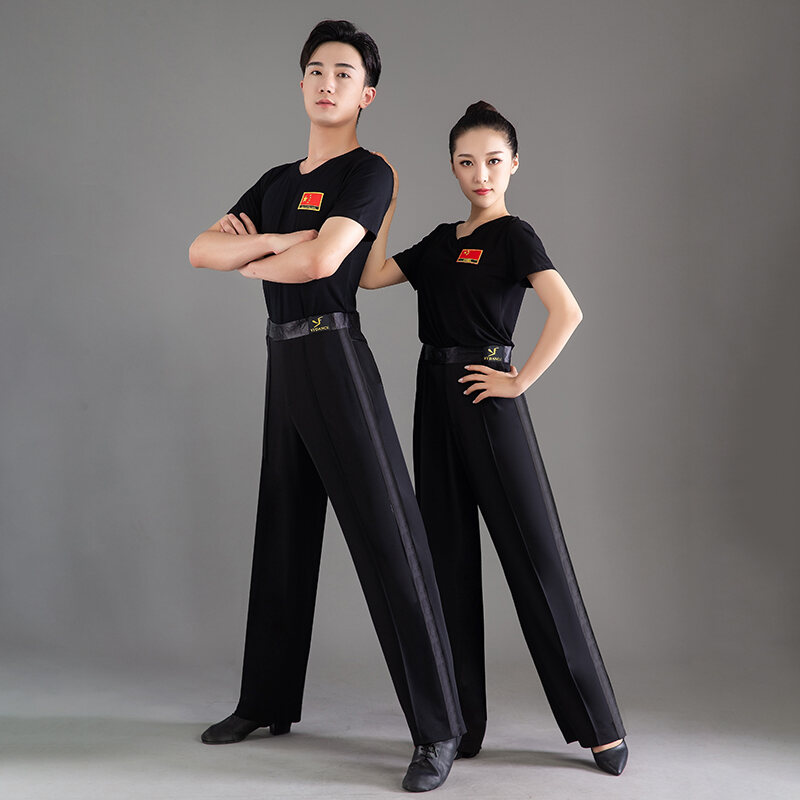 New Men's Latin Dance Pants Practice Pants Men's Modern Dance Ballroom  Dance Pants Women's National Standard Dance Square Dance Women's Trousers