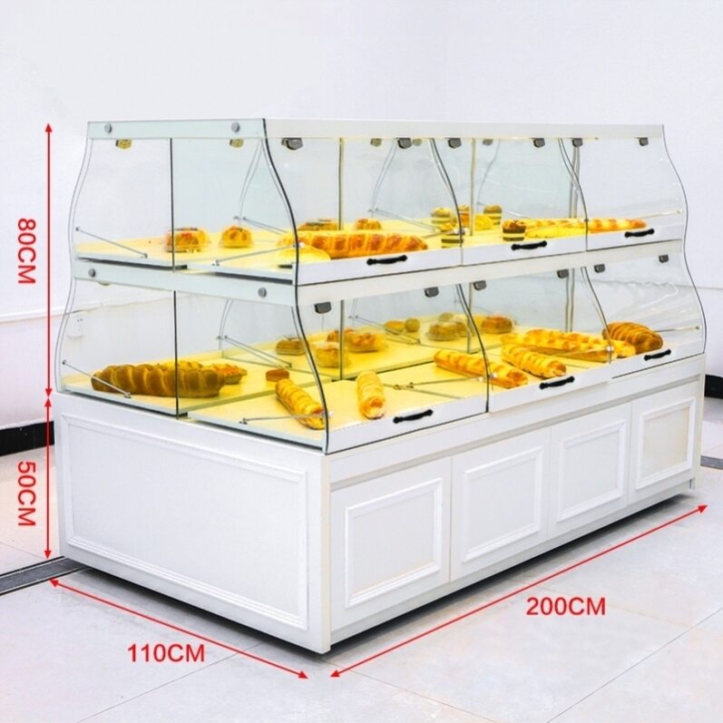 Solid Wood Bread Display Glass Commercial Cake Model