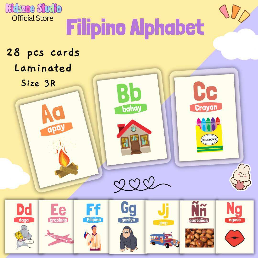 KIDSZOE filipino tagalog educational laminated flash cards colors ...