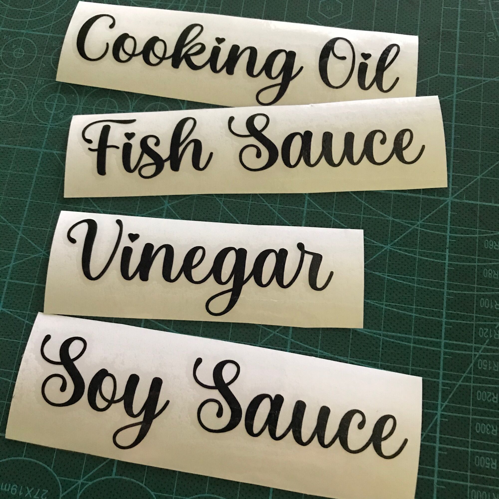 4pcs Liquid condiments sticker cut out vinyl waterproof