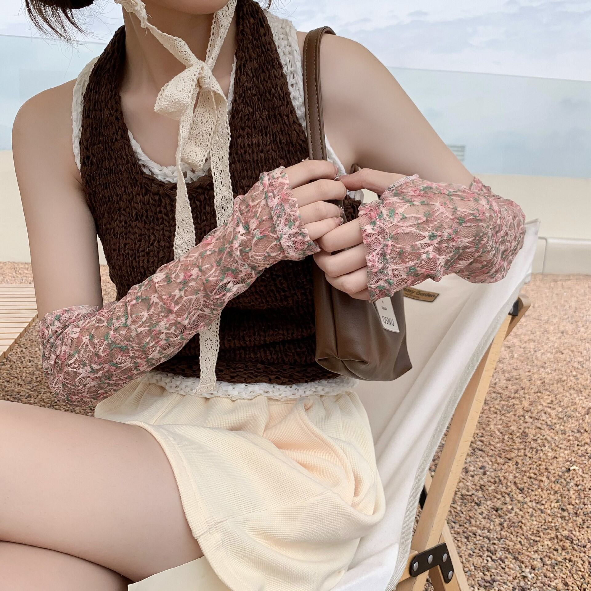 Japanese Style Lace Ice Sleeve Women's Summer Thin Mesh Oversleeve