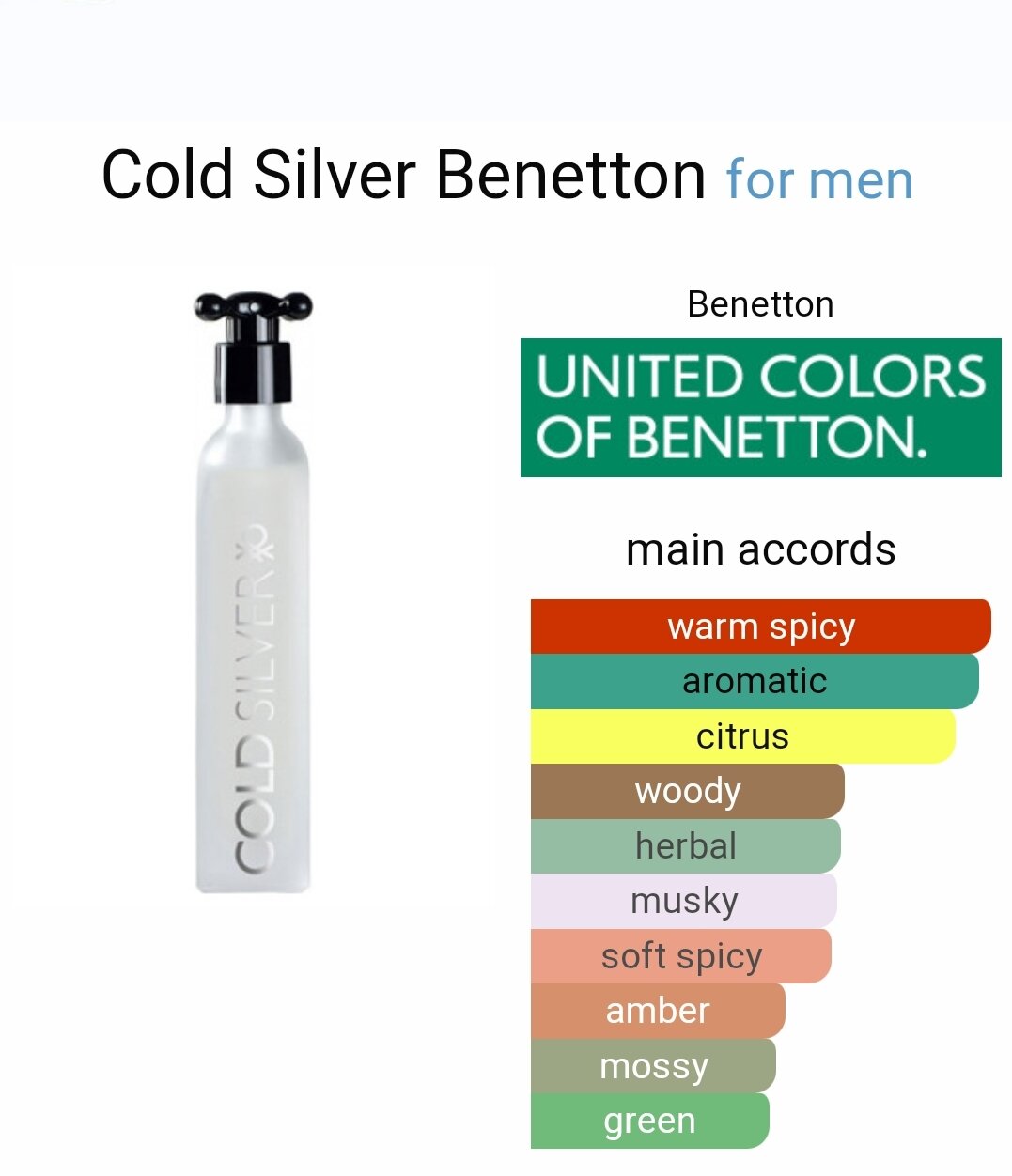 United Colors Of Benetton Cold Silver Cold For Him Perfume Lot Of