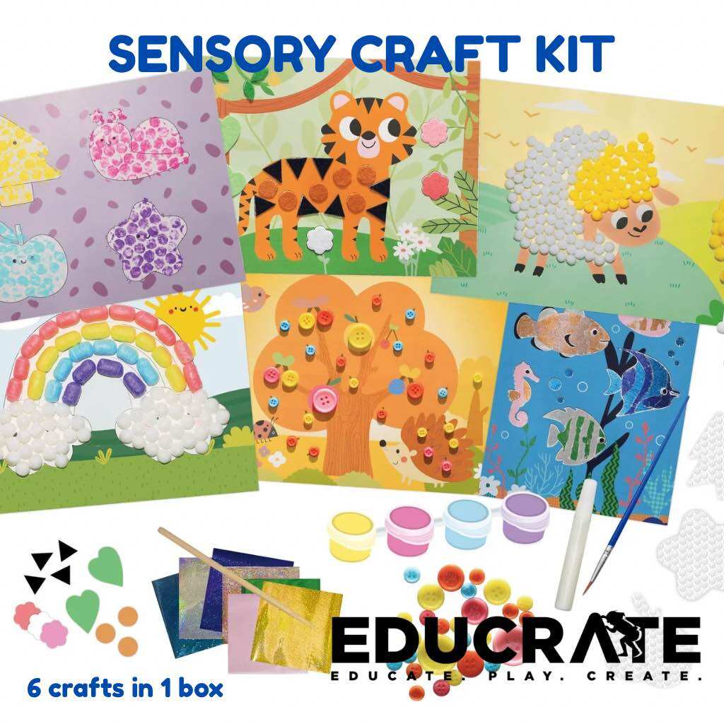 educratePH EducratePH Sensory Craft Kit for Kids | 6 Crafts in 1 Box | Paper Craft Art Set Ages 3