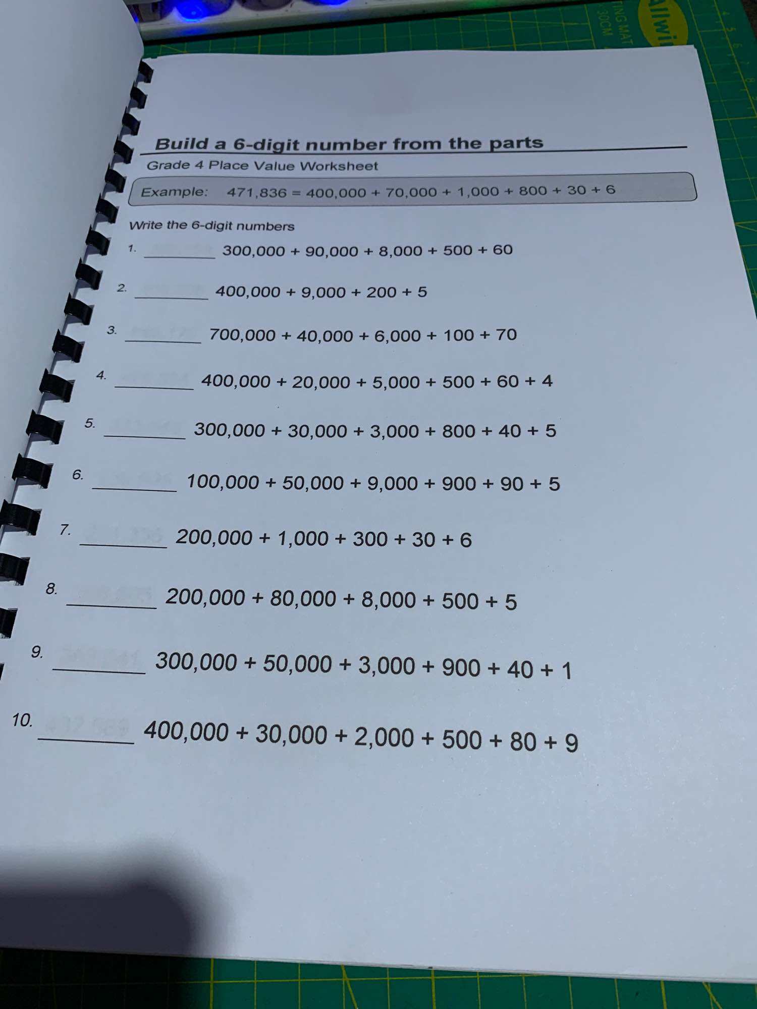Grade 4 Math Workbook 58 PAGES. 