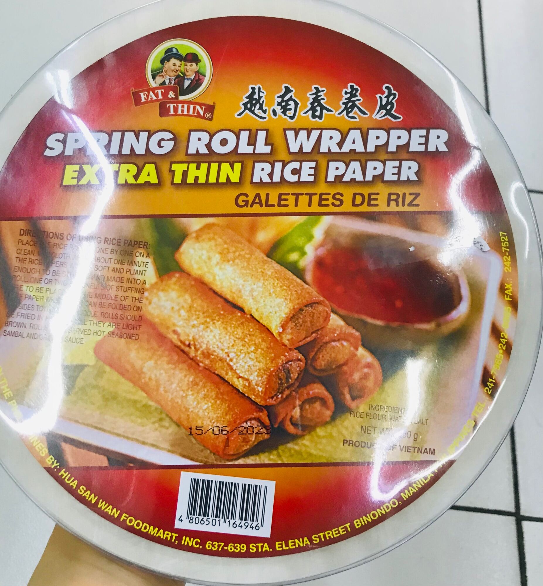 FAT&THIN SPRING ROLL WRAPPER RICE PAPER 250G (U)