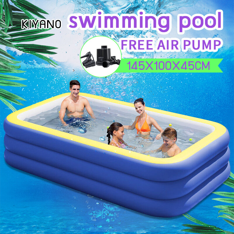 Inflatable swimming pool with electric air pump outdoor portable folding pool for adults children family thickened pool Lazada PH