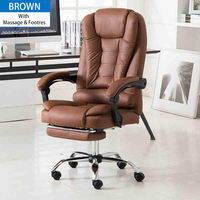LUVHOME Office Computer Chair Ergonomic Massage Chair Leather Boss Chair Adjustable Height Swivel Chair With Footstool