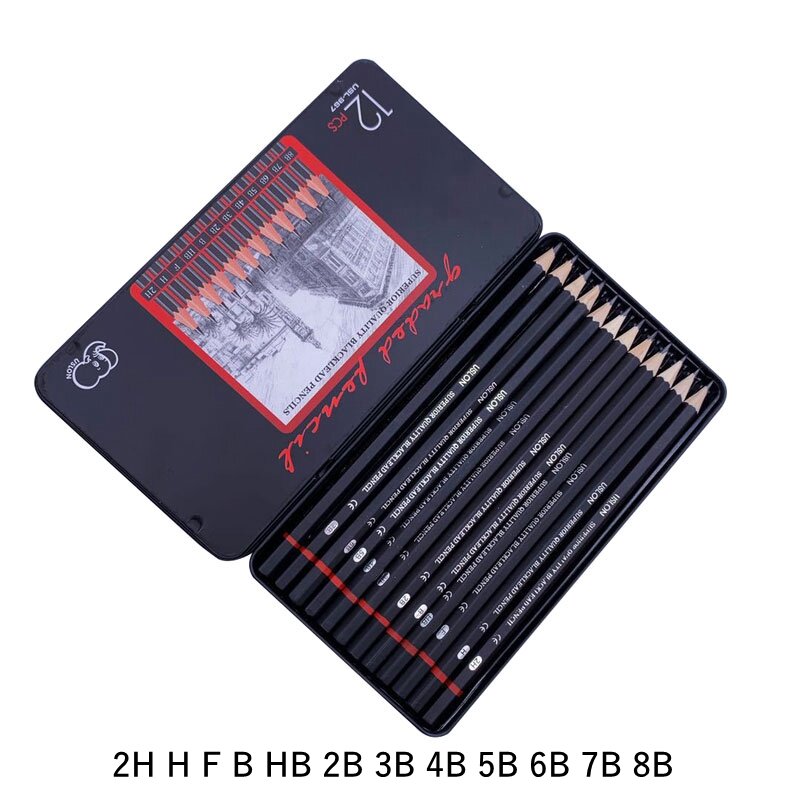 Professional Drawing Sketching Pencil Set 12 Pieces Art Pencils Graphite Shading Pencils for Beginners & Pro Artists