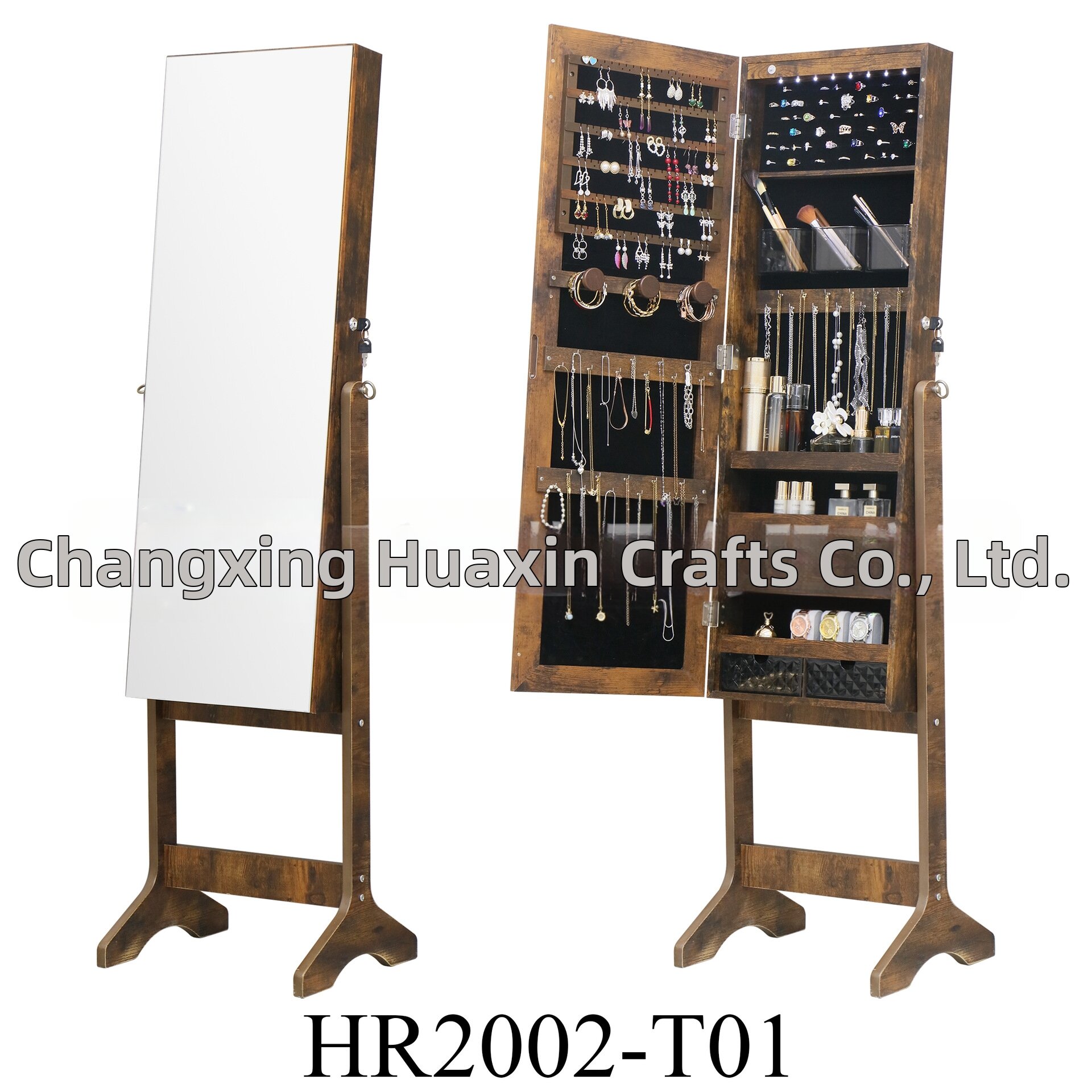 Lighted Full-length Mirror Jewelry Storage Cabinet