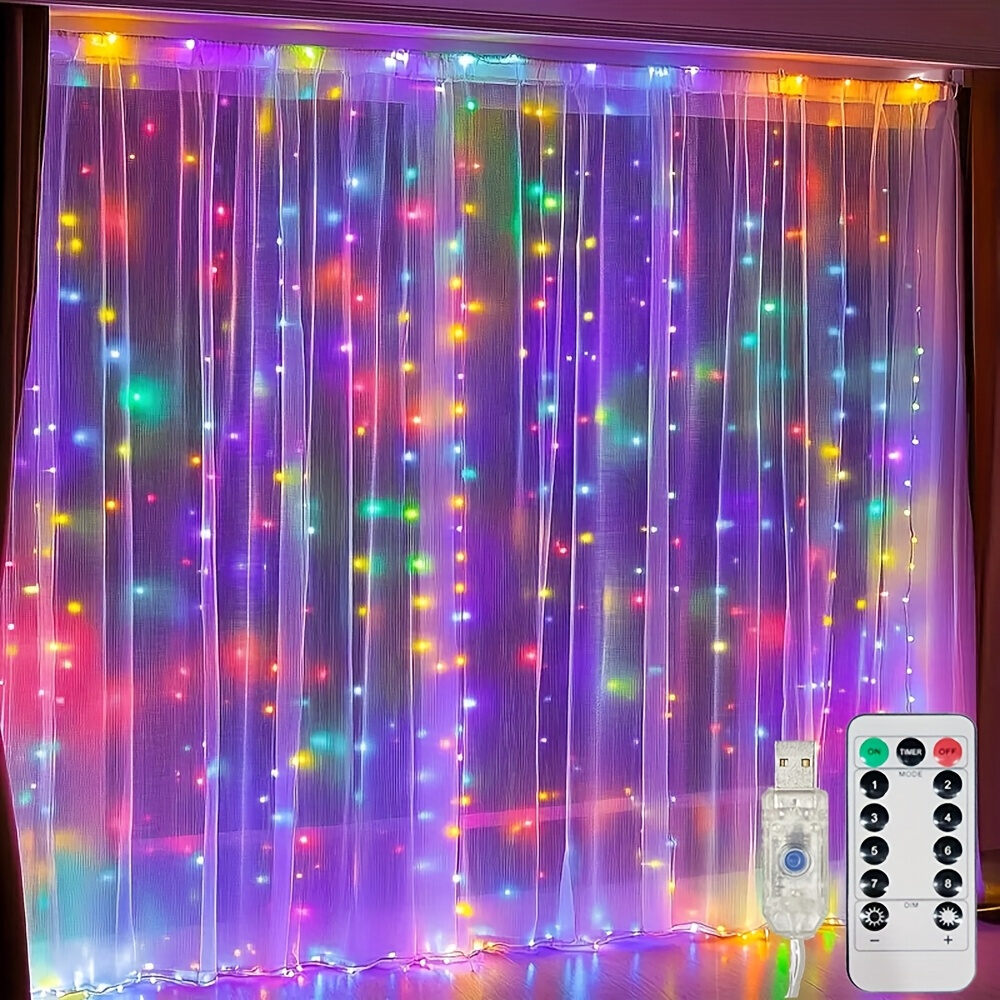 3/6M USB LED Curtain 8Modes Remote Control Lights Holiday Wedding Garland for Bedroom Living Room Decor Ramadan Decorations