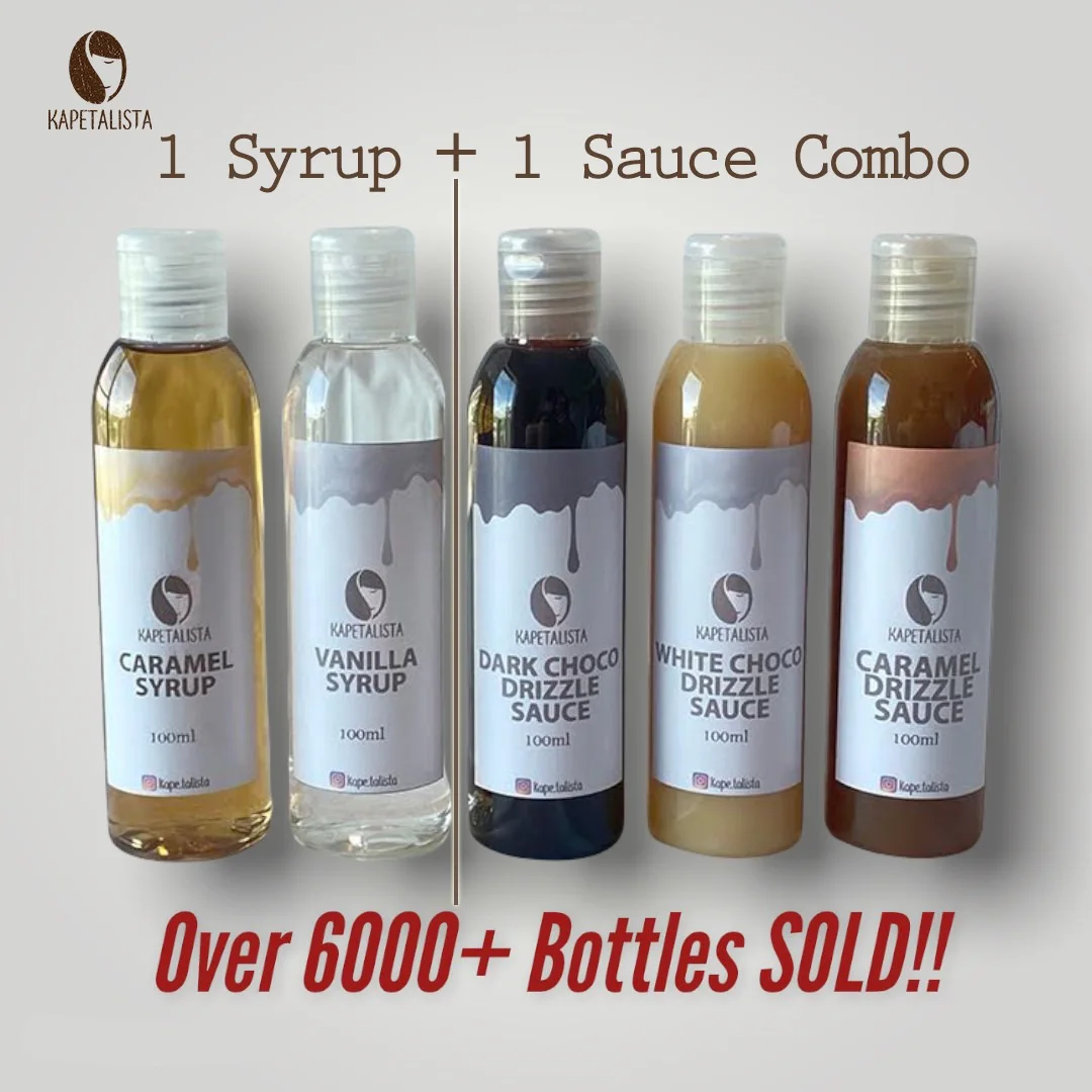 2 Pack Combo Caramel White Dark Chocolate Sauce and Vanilla Caramel Syrup for Coffee 100ml Bottle by Kapetalista