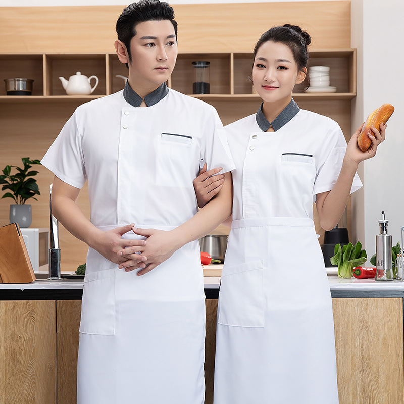 Ready Stock]Chefs Uniform Waiter Uniform Men Women Chef Uniform Short  Sleeve Chef Jacket Catering Uniform Cooking Kitchen Hotel Work Uniform  Comfortable Breathable