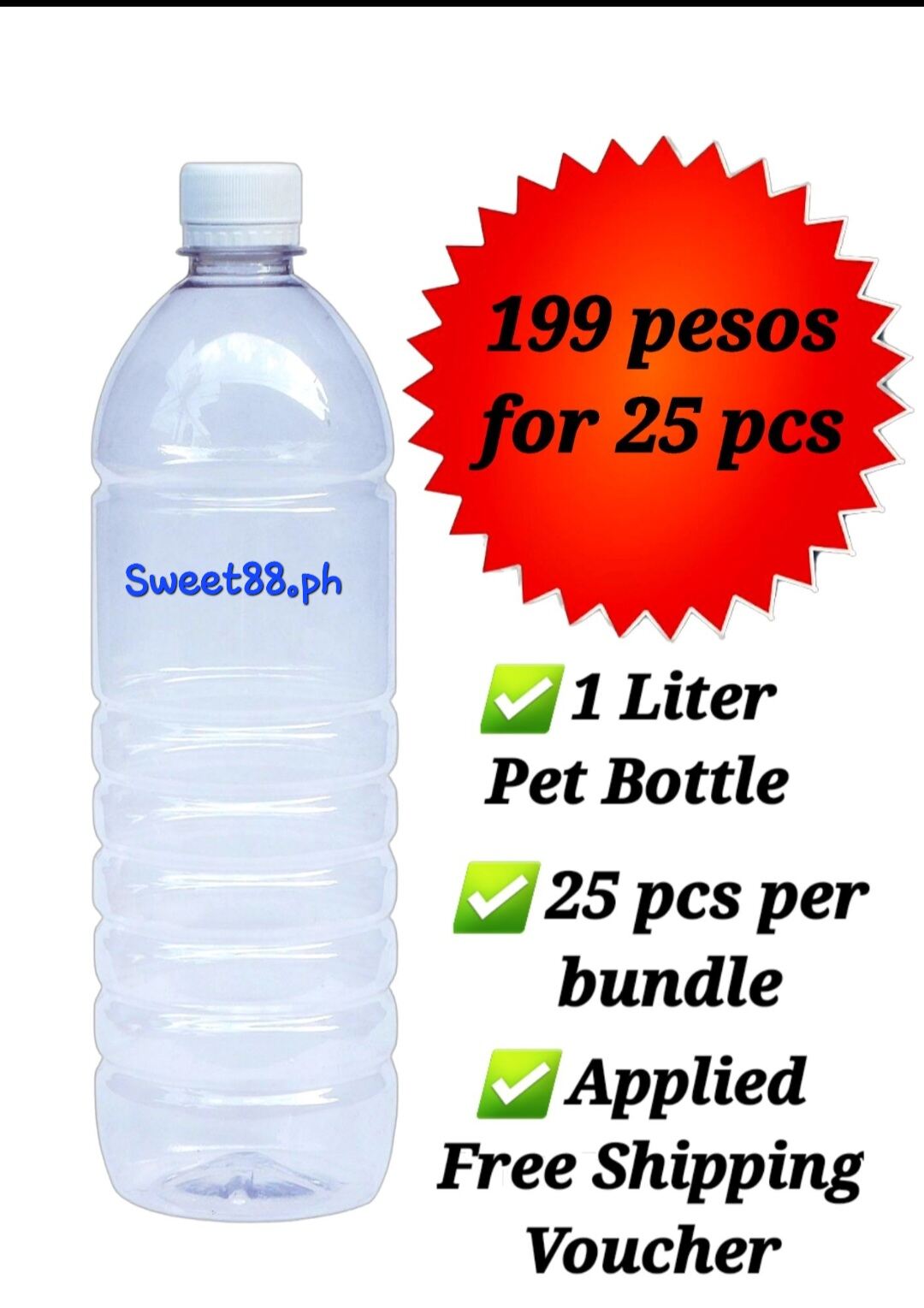 1 Liter Pet BOTTLE/ 25pcs For Only Each With Cap