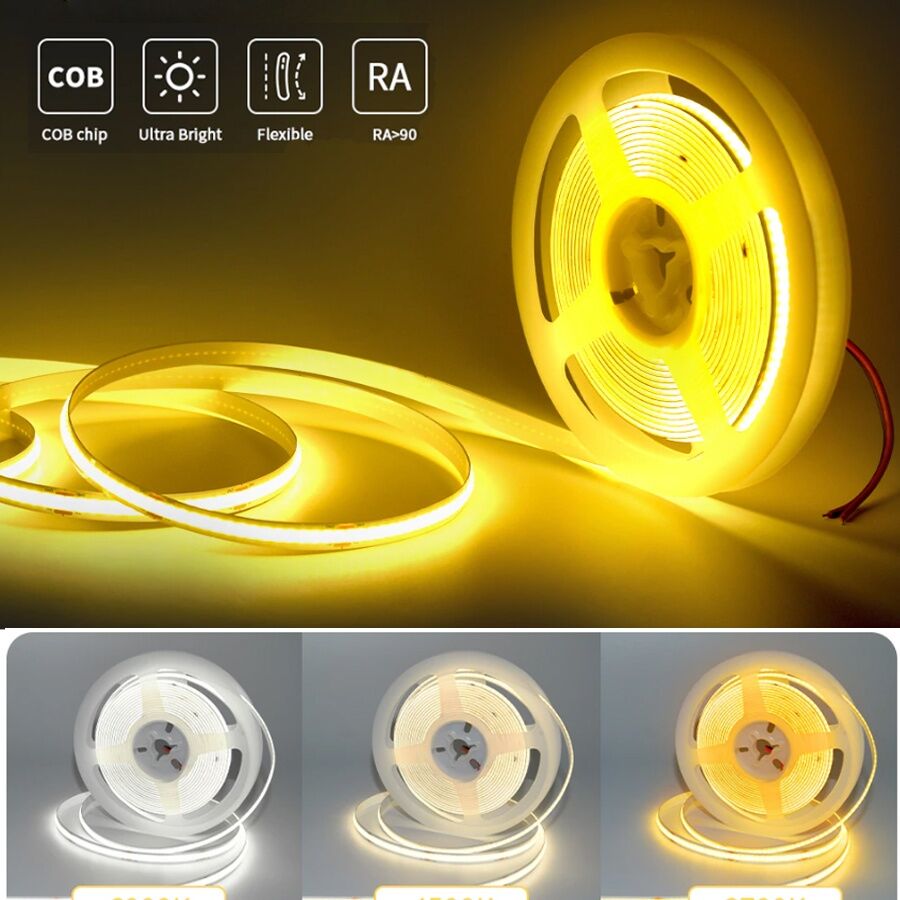 LED Strip Light High Density Flexible Tape Ribbon Led Lights For Room Decor Backlight 3000-6000K Linear Dimmable DC 12V 24V. 