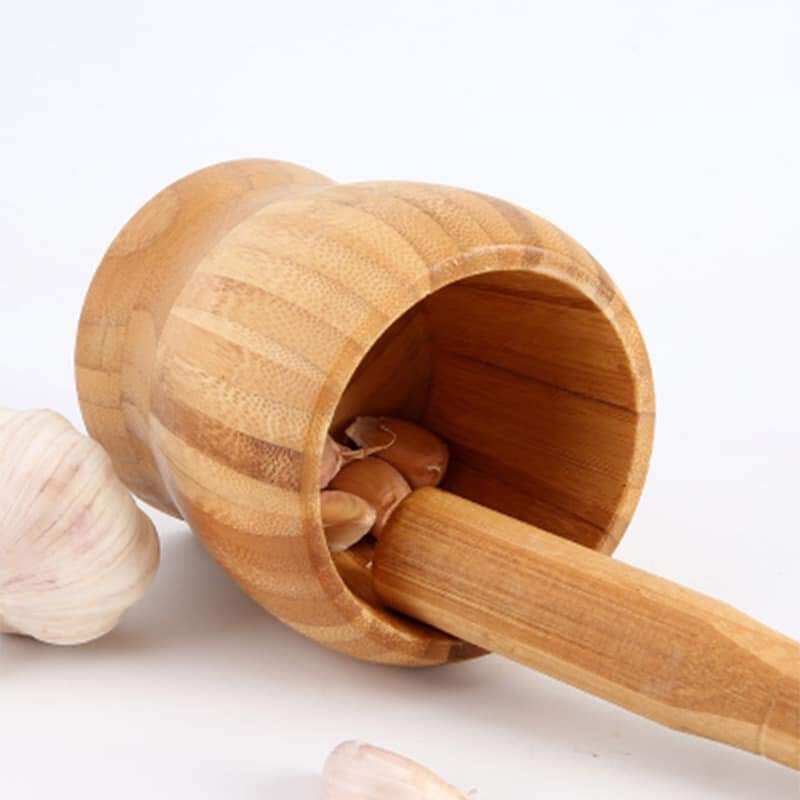 Wooden Mortar And Pestle Garlic Masher Herb Spice Grinder Lazada PH