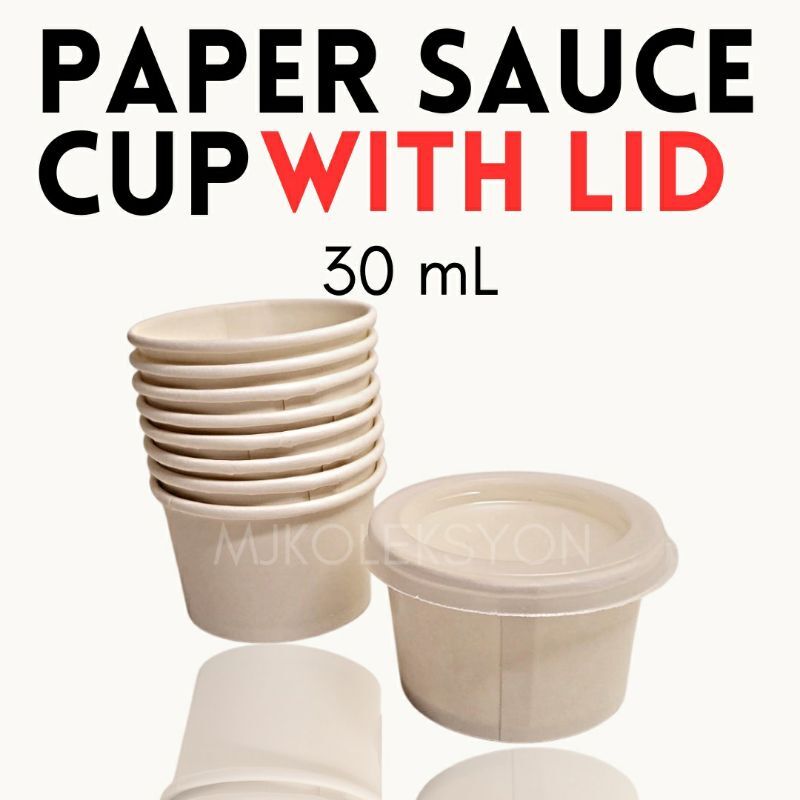 Paper Sauce Cup w/ Lid 30ml mini Paper Bowl for sauce 50pcs | Lazada PH