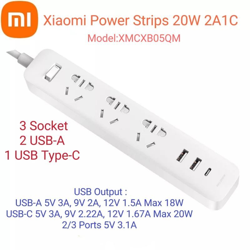 Xiaomi Mi Power Strips 20W 2A1C | Lazada PH