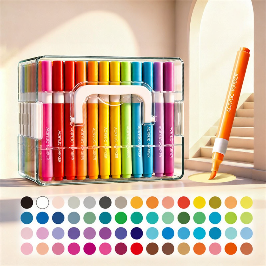 XUEDELE | Acrylic Marker Soft-Tip Non-Bleeding Layerable Water-Washable Strong Coverage