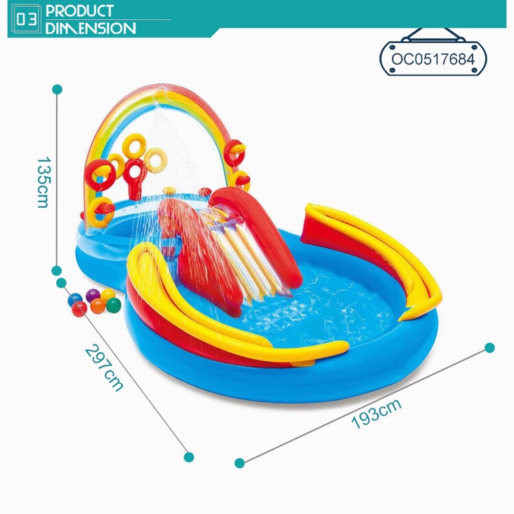 INTEX 8-shaped Dinosaur Inflatable Swimming Pool With Slide
