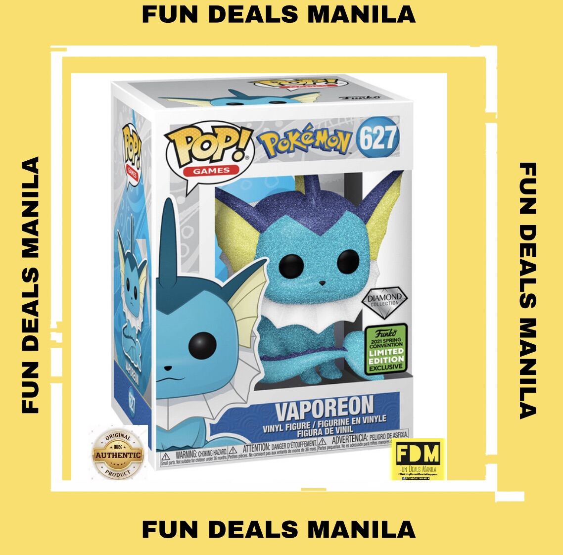 Pokemon Vaporeon popular Diamond ECCC Exclusive Funko Pop