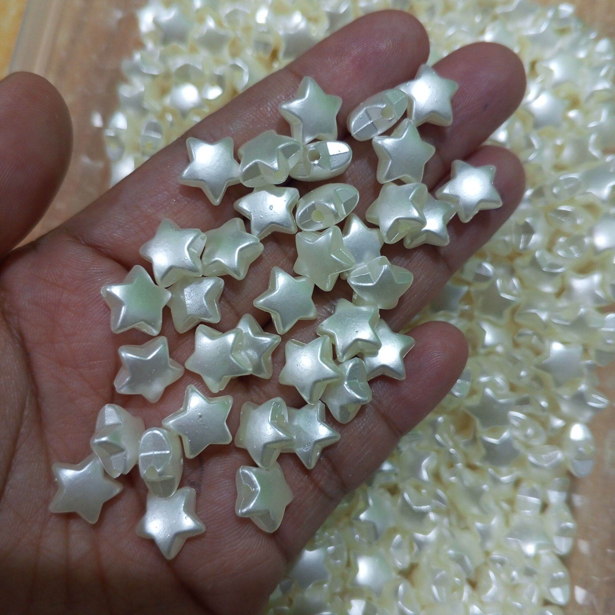 10mm Plastic Pearl Star Beige Beads 50pcs per pack