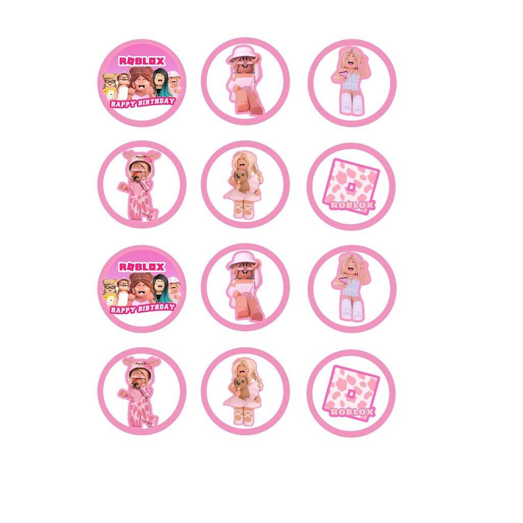 Girl Roblox Birthday Cupcake Topper Pink Roblox Birthday 