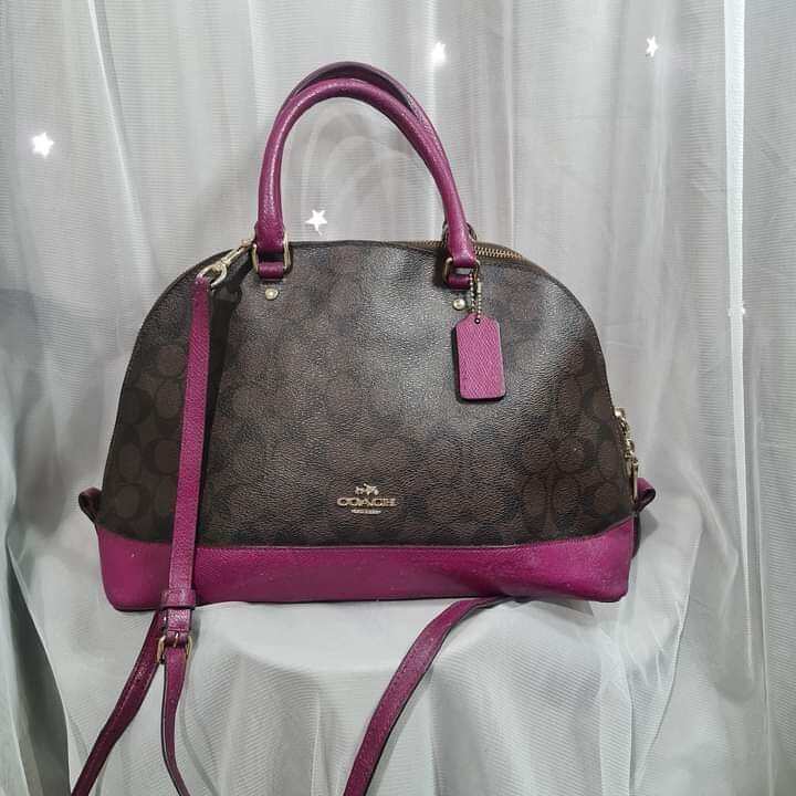 Coach, Bags, Coach Mini Sierra Satchel Bag Khaki Purple F27583