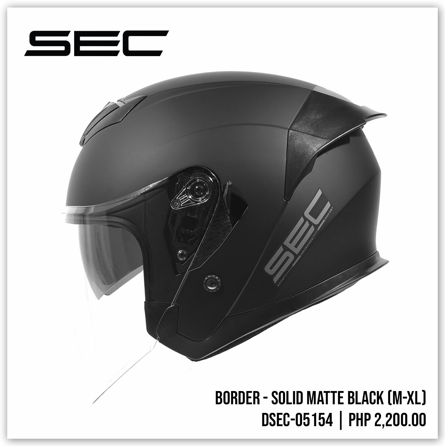 sec open face helmet