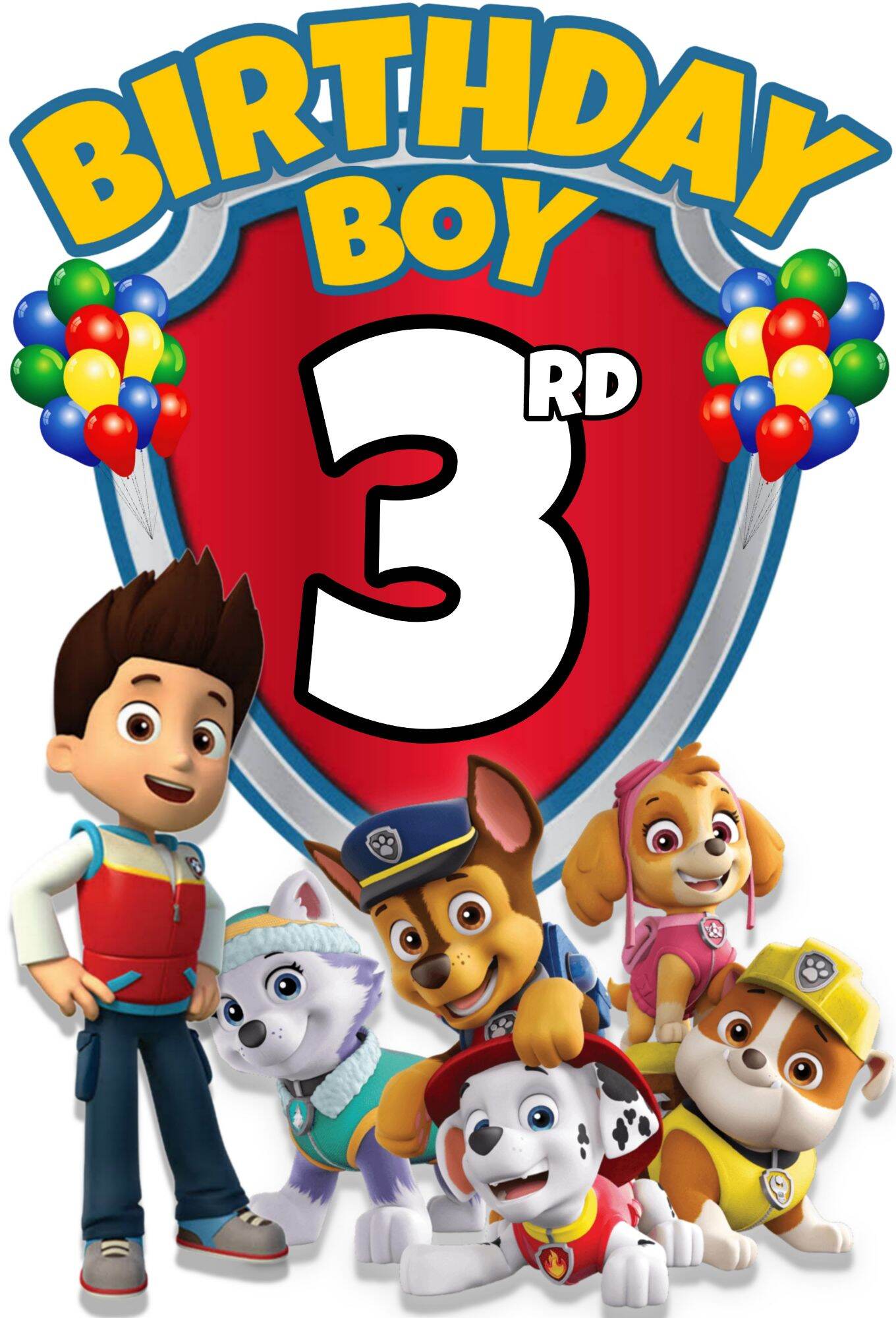 PAW PATROL Birthday Theme T-shirt design for Kids 1-12 Graphic