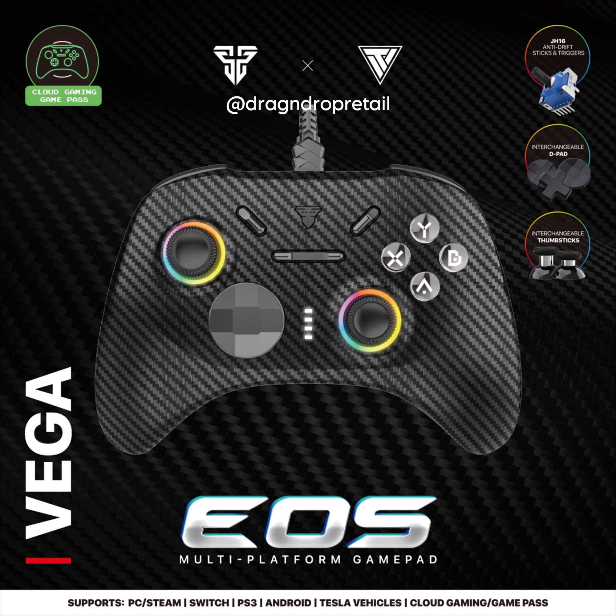 FANTECH GP15 VEGA EOS Multi-Platform Gamepad, Wired Gaming Controller  Joystick, Hall-Effect Trigger/RGB Sticks Supports PC/Steam, Switch, PS3,  Android, Tesla Vehicles, Cloud Gaming/Game Pass | Lazada PH