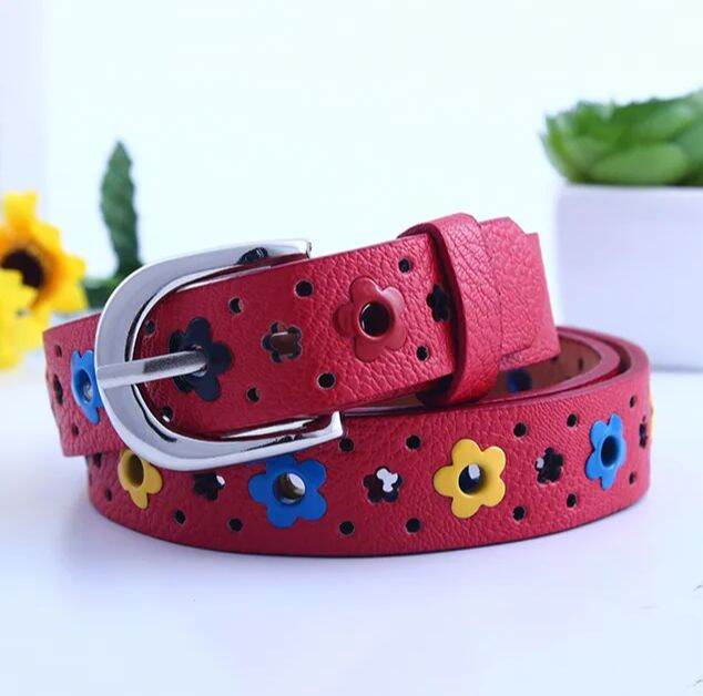 Children Faux Leather Belt Kids Cute Peach Heart Buckle Belts For