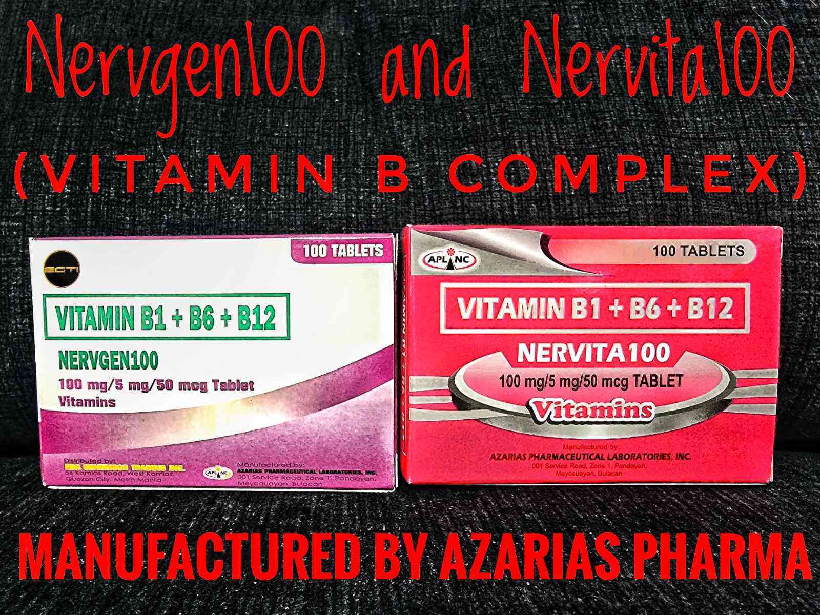 Nervita 100 Or Nervgen 100 Vitamin B Complex B1+B6+B12. 100 Tablets ...