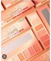 Catrice Coral Lights Blush & Highlighter Palette Tester - 0-5 key attributes: Coral shades Highlighter Blush Palette Tester - 0-2 scene: Makeup display Beauty product showcase.