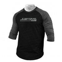 Brand Gym Clothing Mens Sport Fitness Three Quarter Sleeve Running T-Shirt Outdoor Workout Cotton Contrast Color Slim Fit Shirt