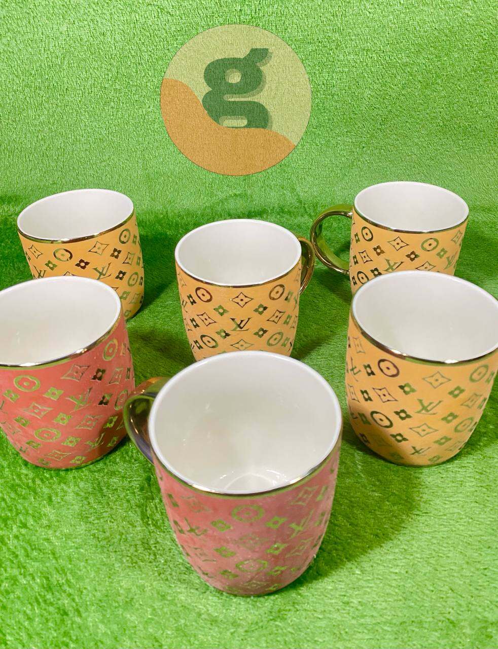 LOUIS VUITTON LOUIS VUITTON Set 4 goblet cup Tableware GI0723 Pottery White  Used LV tiger LV GI0723