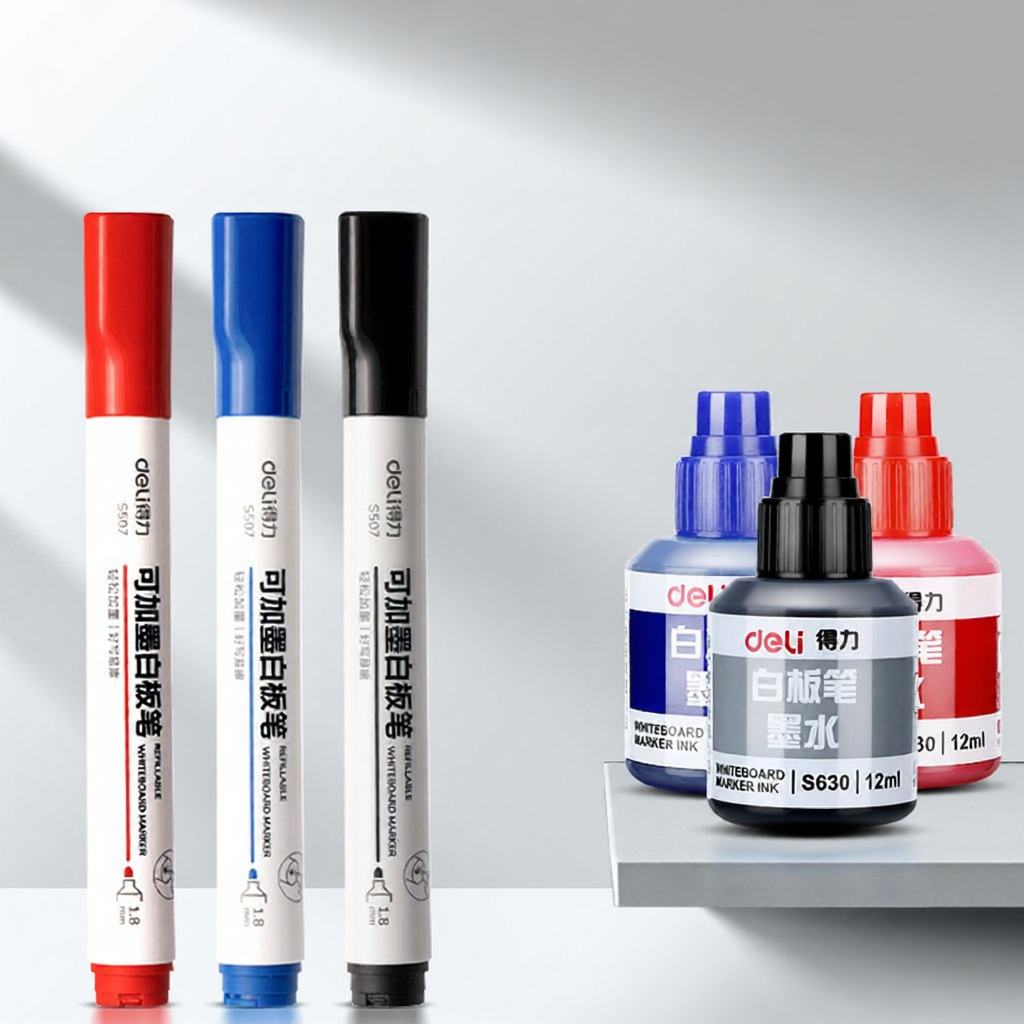 deli | Refillable Erasable Black Whiteboard Marker for Kids
