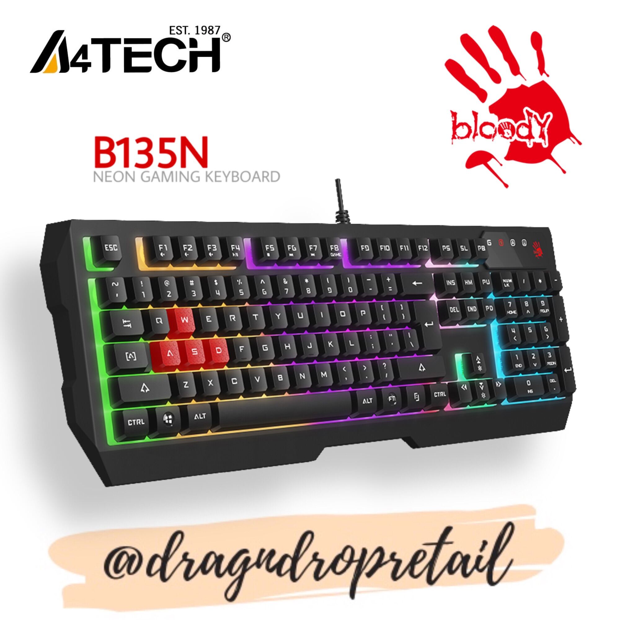 A4TECH BLOODY B135N Neon Gaming Keyboard Lazada PH
