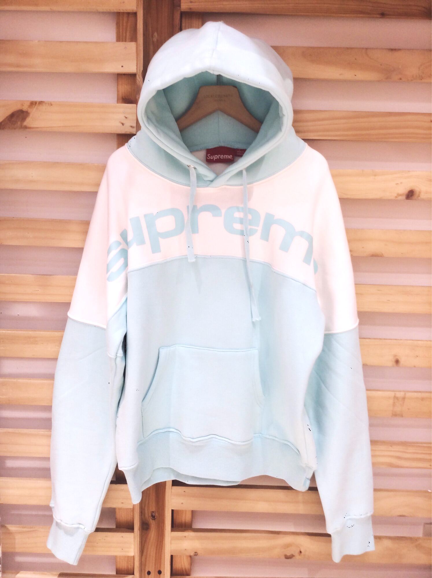 Supreme blocked 2024 hoodie ice blue