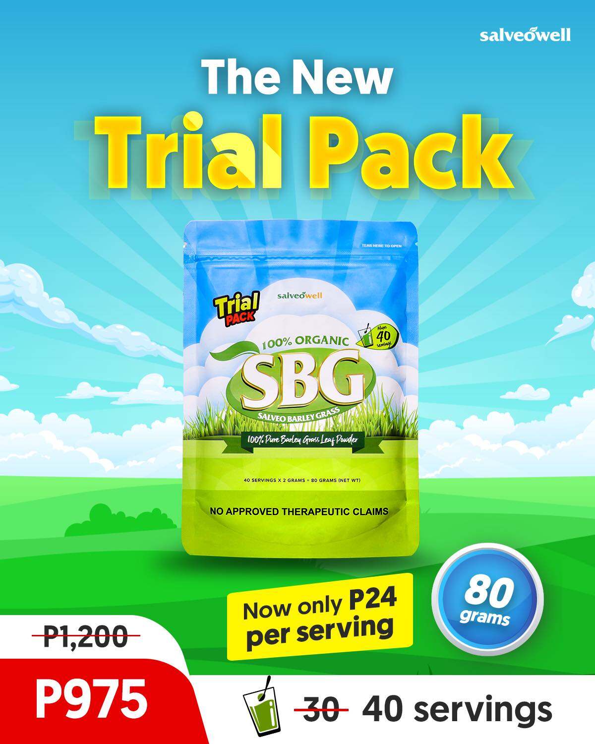 100 Organic SBG Salve Barley Grass Trial Pack Lazada PH