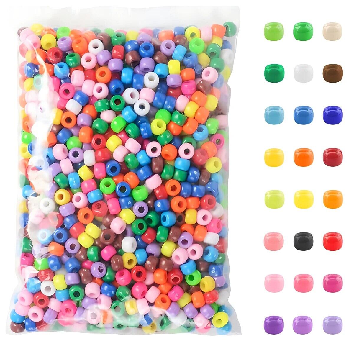 500pcs Pony Candy Colorful Plastic Beads For Jewelry Making DIY Hair Braiding Bracelet Necklace Handicrafts Small Business