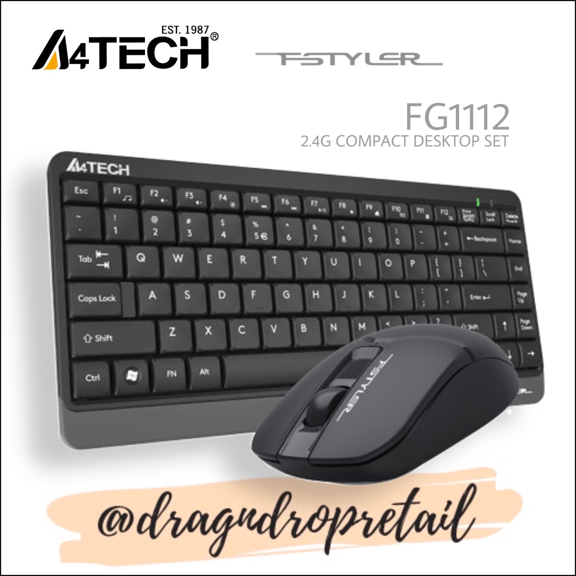 A4TECH FSTYLER FG1112 Wireless 2 4G Compact Desktop Set Mini Keyboard 