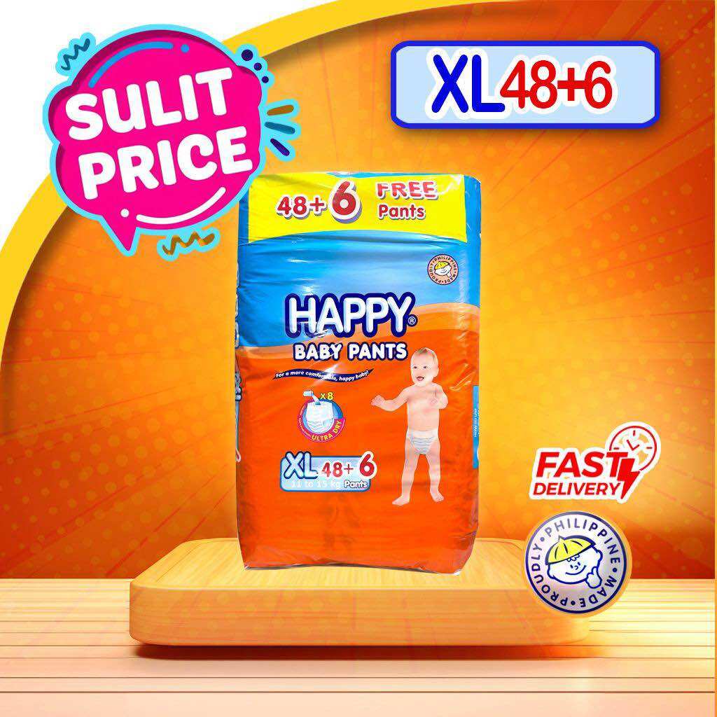 Happy Baby Pants Diapers XL Extra Large 48s (+6 free)