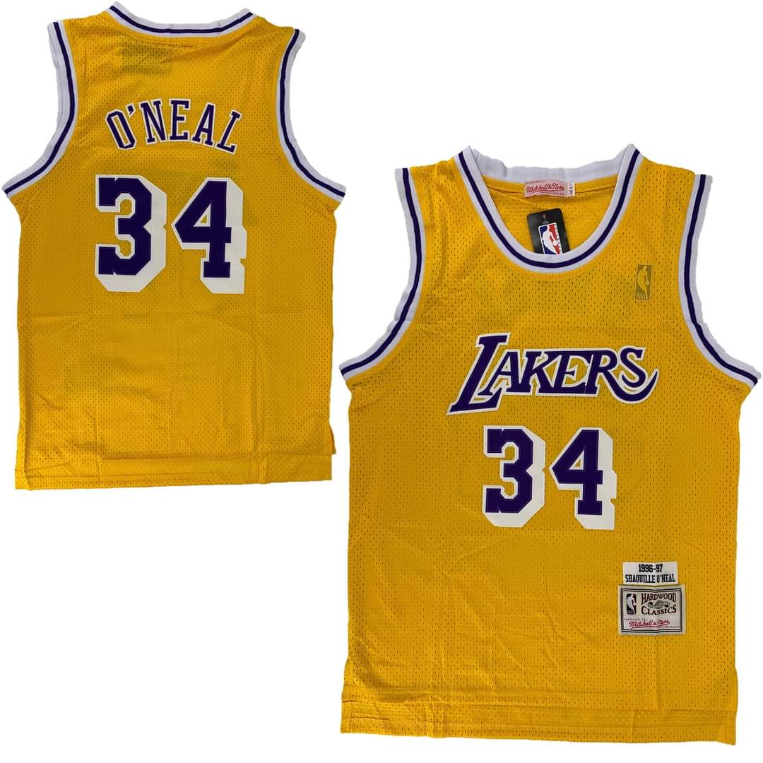 Magic Johnson White Los Angeles Lakers Throwback Basketball Jersey.