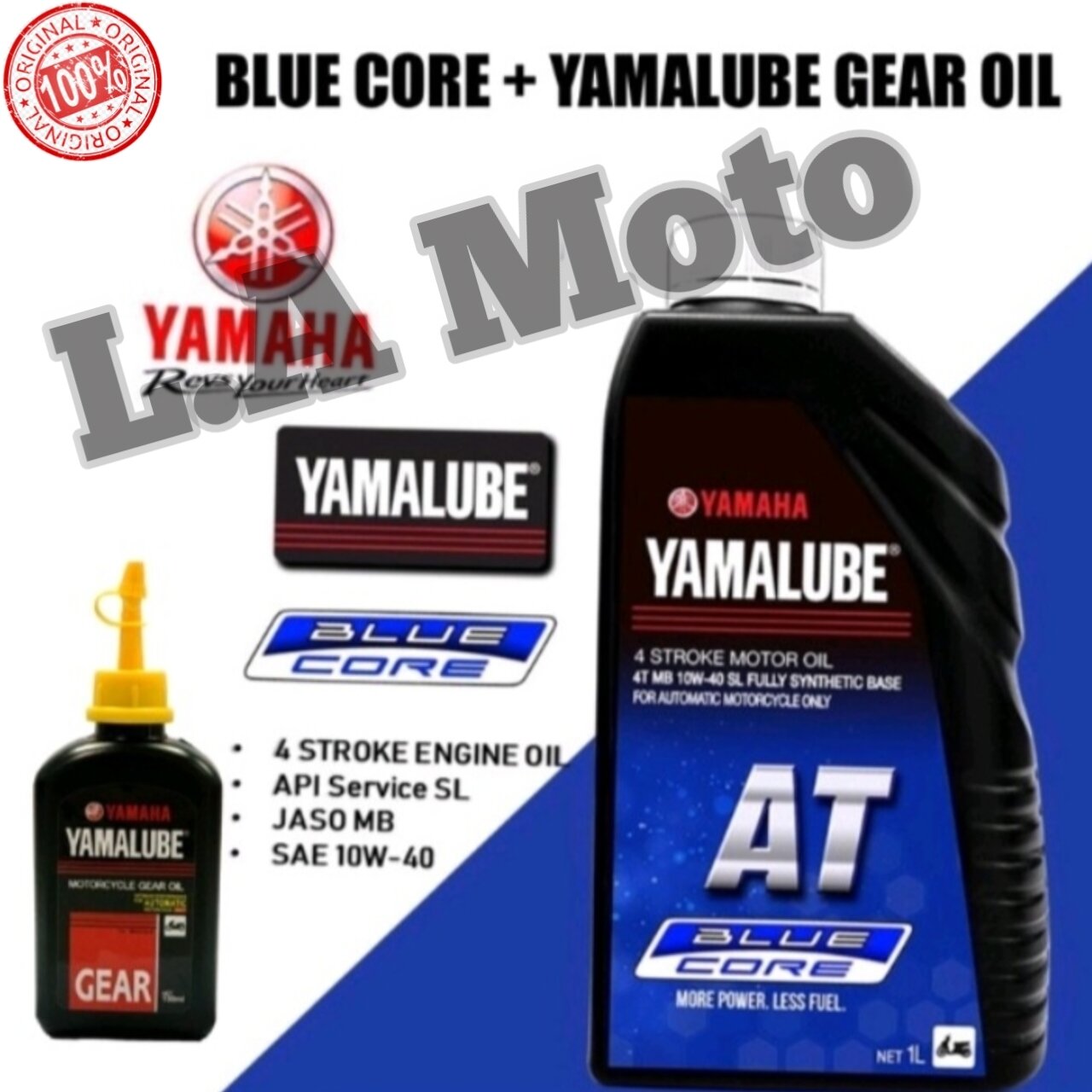 GENUINE YAMALUBE BLUE CORE 10w40 1L + Yamaha Gear oil Lazada PH