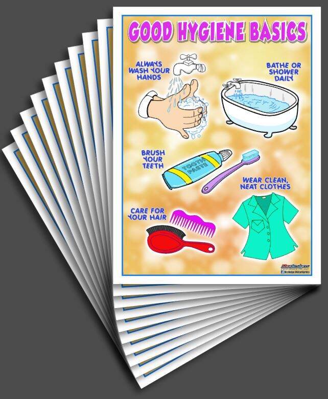 GOOD HYGIENE BASICS TARPAULIN EDUCATIONAL POSTER FOR KIDS 45X60CM ...