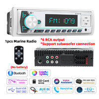 1Din Marine Stereo MP3 Receiver Bluetooth Boat Radio Digital LCD Display AM FM SD AUX Audio For Yacht Gauge ATV UTV RV Golf Cart