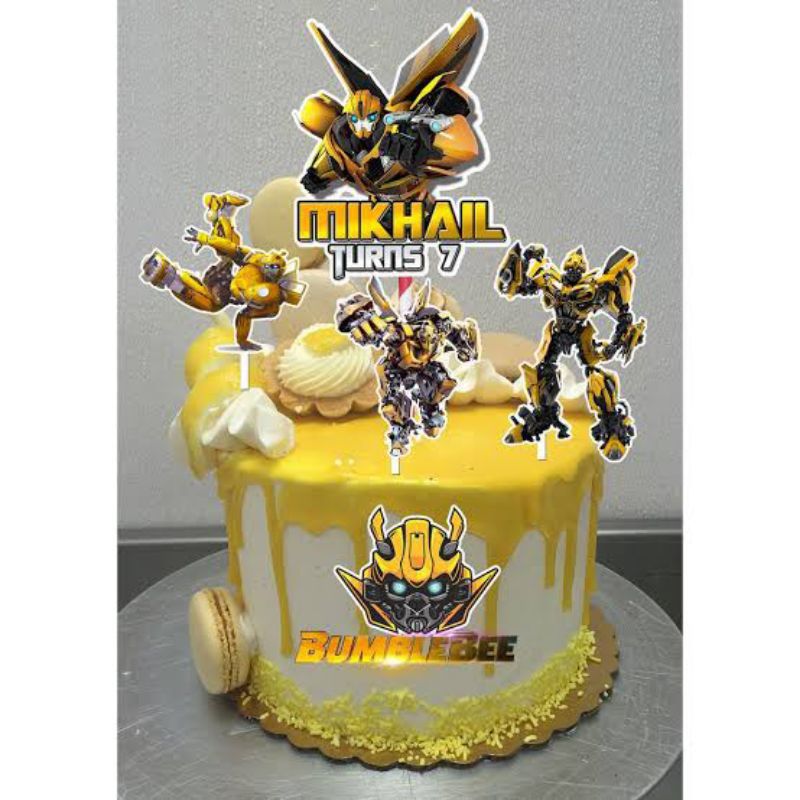 Bumblebee Transformer Edible Cake Toppers Round – Cakecery