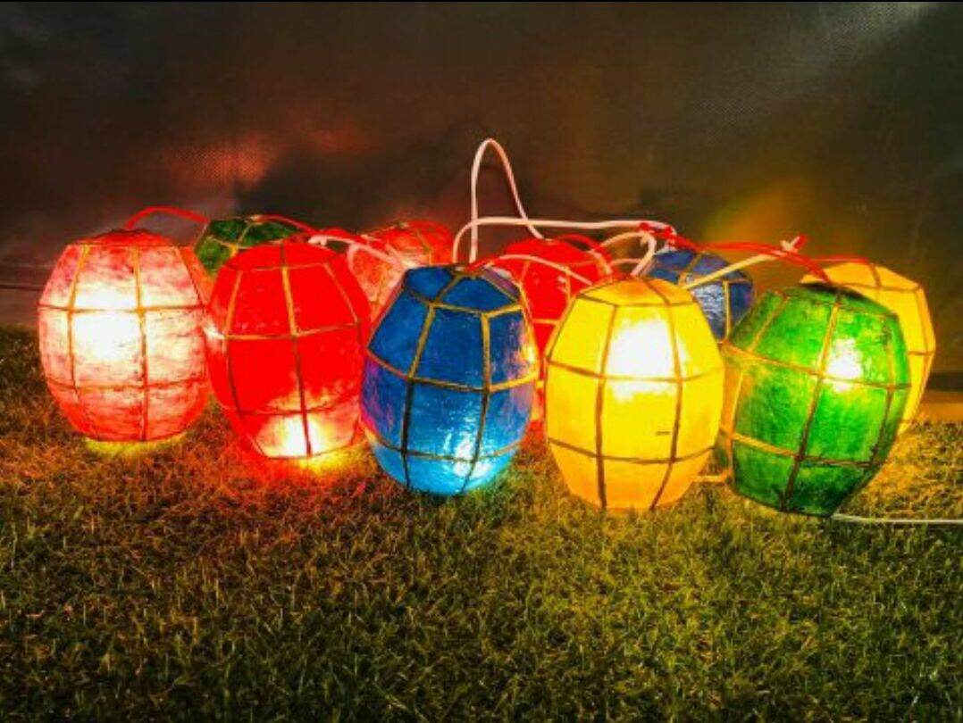 Lantern Oval shape made of fiber looks like capiz shell set of 10 with