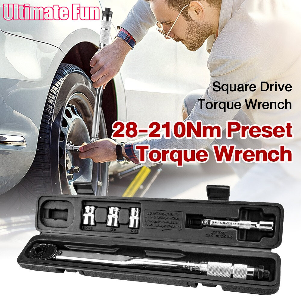 Adjustable Torque Wrench 28-210 N.m Click Type Tool Set