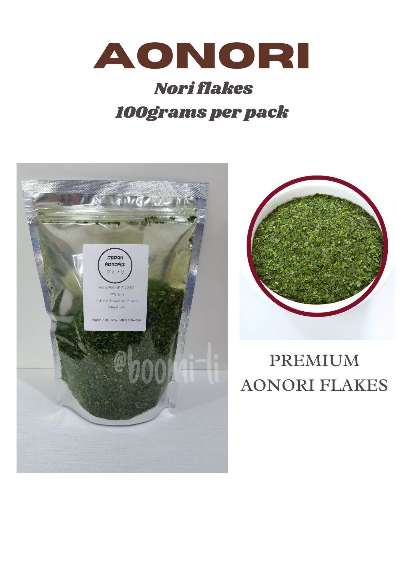 Premium Japan Aonori flakes, Nori powder, Takoyaki seaweed powder 100g ...